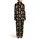 Baby Highland Cow Illustrative Pattern - Seamless Shaggy Fur, Leopard Bow Black Satin Pajamas Set - 3