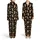 Baby Highland Cow Illustrative Pattern - Seamless Shaggy Fur, Leopard Bow Black Satin Pajamas Set - 1