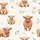 Highland Cow Fan Watercolor Calves Daisy Foliage Pattern Fabric Satin Pajamas Set - 9