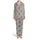 Highland Cow Fan: Brown Fur Heads Pink Nose Leopard Bows Heather Grey All-Over Print Satin Pajamas Set - 2
