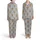 Highland Cow Fan: Brown Fur Heads Pink Nose Leopard Bows Heather Grey All-Over Print Satin Pajamas Set - 1