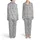 Highland Calf Black Line Art Flower Crown Heather Grey All-Over Floral Motif Satin Pajamas Set - 1