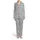 Highland Calf Black Line Art Flower Crown Heather Grey All-Over Floral Motif Satin Pajamas Set - 2