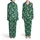 Dinosaur T-Rex: Lime Green Santa Hat Dinosaurs, Red Scarves, Presents, Stars, 'FA LA LA RAWR' Satin Pajamas Set - 1