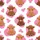 Shaggy Brown Baby Highland Cows Fuchsia Pink Organic Blobs White Backdrop Satin Pajamas Set - 9