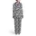 White Black Irregular Cow Spots, Cartoon Cow Figures, Pink Black Outlined MOO Satin Pajamas Set - 3
