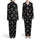 Highland Calf White Line Art Floral Wreath Motif, Hand-Drawn Fur, Black Background Satin Pajamas Set - 1