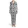 Black Cow Spots Flowing Pattern: Organic Blobs on Irregular White Background Satin Pajamas Set - 2