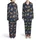 Highland Cow Lover: Shaggy Fur Calves Yellow Bows Thistle Navy Blue Speckle Item Satin Pajamas Set - 1