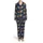 Highland Cow Lover: Shaggy Fur Calves Yellow Bows Thistle Navy Blue Speckle Item Satin Pajamas Set - 2