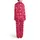 Repeating Cherry Red Fuchsia Pink Diagonal Diamond Grid Design, Flat Graphic Cherries & Bows Satin Pajamas Set - 3