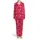 Repeating Cherry Red Fuchsia Pink Diagonal Diamond Grid Design, Flat Graphic Cherries & Bows Satin Pajamas Set - 2