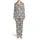 Western Soul Bull Skull & Southwestern Geometric Design with Feather & Cow Print on Light Grey Satin Pajamas Set - 2