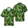 Halloween Skeletons Mummified T-Rex Witch Hat Jack-o'-lantern Tropical Jungle Botanical Design Short-sleeve Hawaiian Shirt - 1