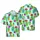 Meditating Green Alien Lotus Pose Tiki Mask Hawaiian Tropical Seamless Print Short-sleeve Hawaiian Shirt - 1