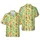 Pale Cream Burnt Orange Teal Tiki Hula Surfer Seamless Hawaiian Textile Print Short-sleeve Hawaiian Shirt - 1