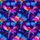 Neon Macaw Parrot Glowing Hibiscus Celestial Laser Grid Deep Indigo Violet Night Scene Short-sleeve Hawaiian Shirt - 7