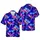 Neon Macaw Parrot Glowing Hibiscus Celestial Laser Grid Deep Indigo Violet Night Scene Short-sleeve Hawaiian Shirt - 1