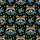 Raccoon Faces Hawaiian Blue Blueberries Green Leaves Deep Black Mosaic Fabric Design Short-sleeve Hawaiian Shirt - 7