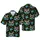 Raccoon Faces Hawaiian Blue Blueberries Green Leaves Deep Black Mosaic Fabric Design Short-sleeve Hawaiian Shirt - 1