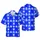 Bigfoot Hawaiian Fabric Print: Cartoony Blue Bigfoot, White Plumeria, Monstera Mosaic Short-sleeve Hawaiian Shirt - 1
