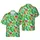 Hawaii Vacation Emblem Teal Blue Palm Setting Sun Hibiscus Plumeria Monstera Leaf Wave Mosaic Short-sleeve Hawaiian Shirt - 1