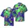 Mardi Gras Skulls: Jester, Crowned Skulls, Lute, Tropical Flowers, Teal Green Purple Bokeh Short-sleeve Hawaiian Shirt - 1