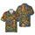 Macaw Jester Crown Masquerade Mask Golden Fleur-de-lis Glitter Red Blue Green Purple Pattern Short-sleeve Hawaiian Shirt - 1