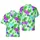 Hawaiian Hibiscus Fuchsia Blue Purple Floral Green Monstera Star Motif Short-sleeve Hawaiian Shirt - 1