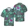 Hot Pink Hibiscus Aloha: Teal Script, Charcoal Tropical Leaves, Hawaiian Waves Short-sleeve Hawaiian Shirt - 1