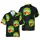 Ukulele Hawaiian Tropical Beach Fruit Palm Sunset Ocean Silhouette Mosaic Print Short-sleeve Hawaiian Shirt - 1
