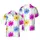 Watercolor Cosmos Hawaiian Pattern - Magenta Pink Purple Blue Yellow Linen Texture Design Short-sleeve Hawaiian Shirt - 1
