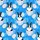 Dutch Rabbit Fan Hawaiian Pattern: Ornate Teacup & Floral Egg Design, Cerulean Aqua Short-sleeve Hawaiian Shirt - 7