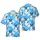 Dutch Rabbit Fan Hawaiian Pattern: Ornate Teacup & Floral Egg Design, Cerulean Aqua Short-sleeve Hawaiian Shirt - 1