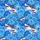 Blue White Red Great White Shark Breaching Mermaid Tail Concentric Wave Pattern Short-sleeve Hawaiian Shirt - 7