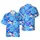 Blue White Red Great White Shark Breaching Mermaid Tail Concentric Wave Pattern Short-sleeve Hawaiian Shirt - 1