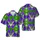 Ornate Masquerade Masks Hawaiian Flourishes Purple Emerald Gold Glitter Diamonds Short-sleeve Hawaiian Shirt - 1