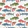 Hawaiian Fish: Watercolor Bass Perch Salmon Mackerel Pattern - White Mosaic Textile Short-sleeve Hawaiian Shirt - 7