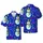 Hawaiian Snowman Glowing Stars: Multi-Color Striped Scarf, Bobble Hat, Indigo Green Red Short-sleeve Hawaiian Shirt - 1