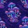 Bioluminescent Mushroom Cosmic Stardust: Electric Blue Neon Purple Hawaiian Fungi Pattern Short-sleeve Hawaiian Shirt - 7