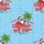 Tattooed Santa Surfing Red Board Blue Wave Hawaiian Christmas New Year HO HO HO Pattern Short-sleeve Hawaiian Shirt - 7