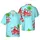 Tattooed Santa Surfing Red Board Blue Wave Hawaiian Christmas New Year HO HO HO Pattern Short-sleeve Hawaiian Shirt - 1