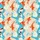 Orange White Koi Fish Blue Water Chrysanthemum Bamboo Hawaiian Seamless Pattern Short-sleeve Hawaiian Shirt - 7