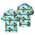 Cowboy Rooster Beach Pattern, Hawaiian Ocean Waves, Plumeria Seashell Textile Fabric Short-sleeve Hawaiian Shirt - 1
