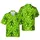 Tropical Bigfoot Design: Forest Green Sasquatch Tiki Mask Olive Chartreuse Camo Textile Short-sleeve Hawaiian Shirt - 1