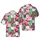 FA LA LA LA Grid Distressed Grunge Typographic Seamless Hawaiian Fabric Print Red Pink Teal Short-sleeve Hawaiian Shirt - 1