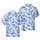 Detailed Dolphin & Palm Island Design, Cerulean Blue Aqua Linen, White Ocean Waves Short-sleeve Hawaiian Shirt - 1