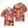 Seamless Tropical Hibiscus Plumeria - Coral Red Birds Palm Fronds Botanical Pattern Short-sleeve Hawaiian Shirt - 1