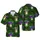 Ornate Jester & Female Masquerade Masks, Peacock Feather Filigree Textile Print Short-sleeve Hawaiian Shirt - 1
