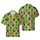 Purple Green Orange Pink Fleur-de-lis Masquerade Mask Jester Hat Harlequin Glitter Pattern Short-sleeve Hawaiian Shirt - 1